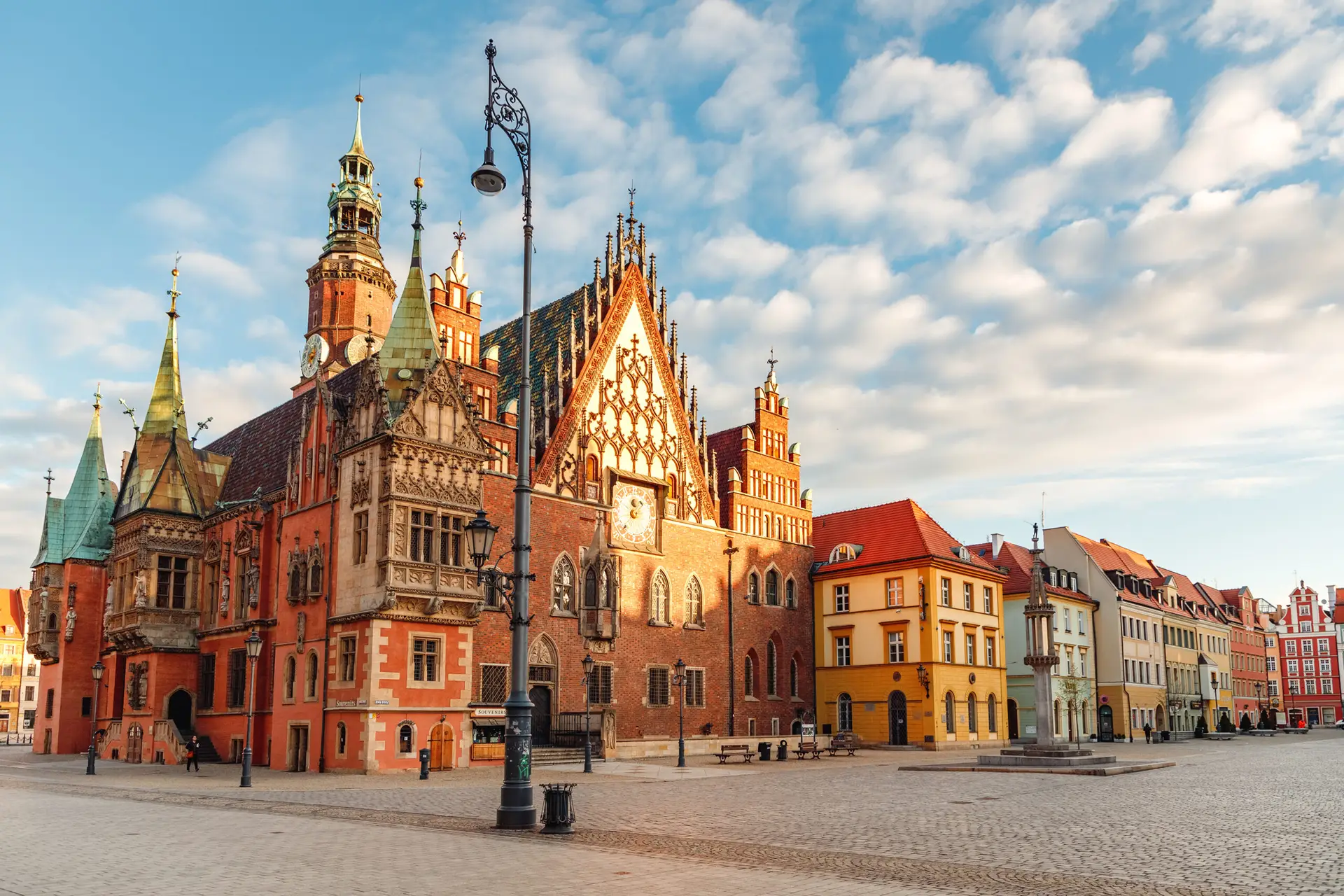 morning view of the sights of the city of wroclaw in poland in spring